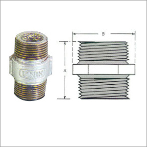 Silver Gi Threaded Hex Nipple
