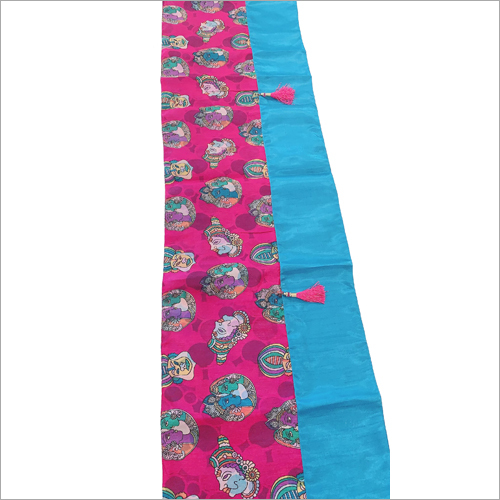 Blue And Pink 6 Seater Silk Table Runner