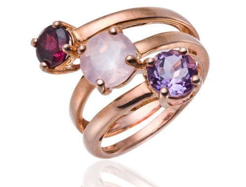 Rose Quartz And Amethyst Stone Ring