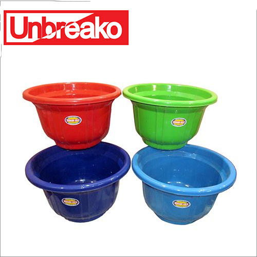 Plastic Round Tub - Rigid Plastic, Various Sizes, Available in Red, Sky Blue, Green, Blue | Ideal for Versatile Storage and Organization