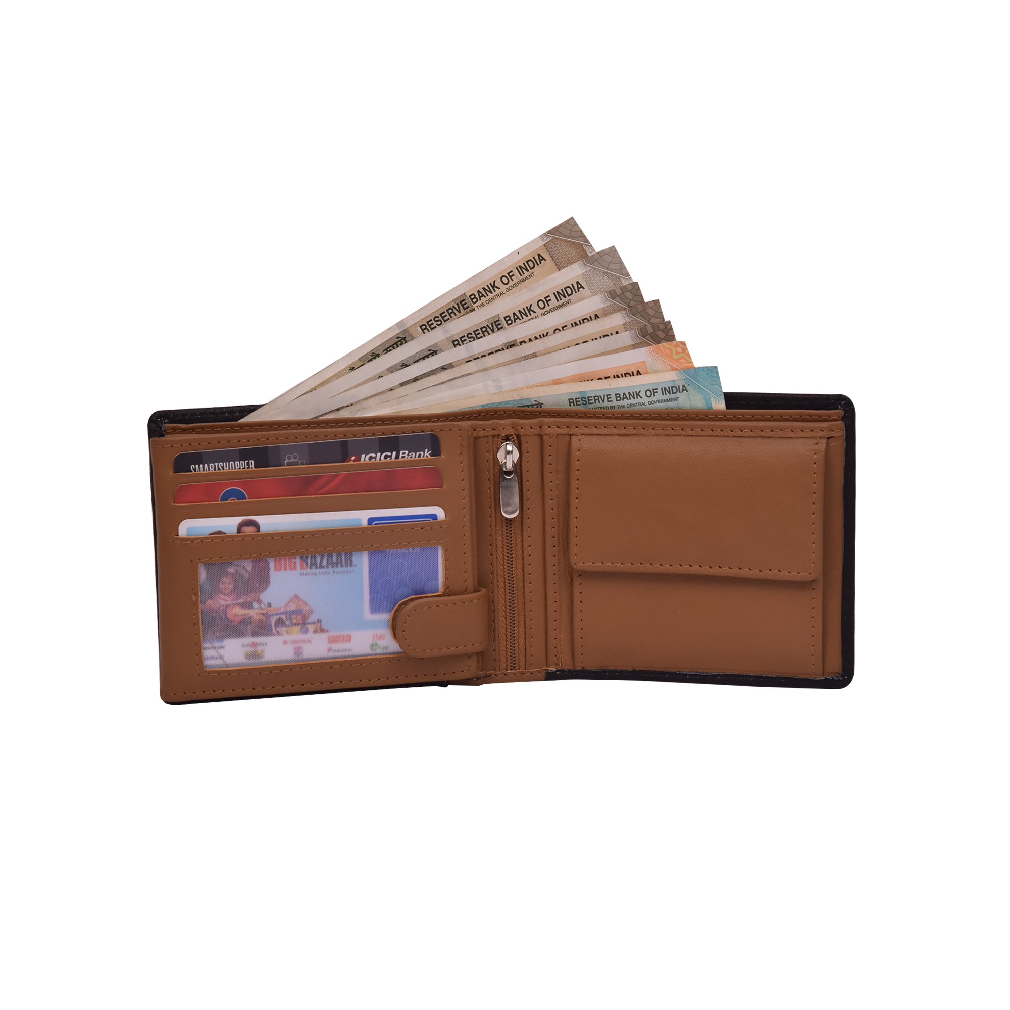 Mens Designer Bi-fold Wallet - 100% Genuine Leather, 11.2x9.6x3 Cm, Black And Tan | Rfid Blocking, 13 Card Capacity, Elegant Gift Box Included
