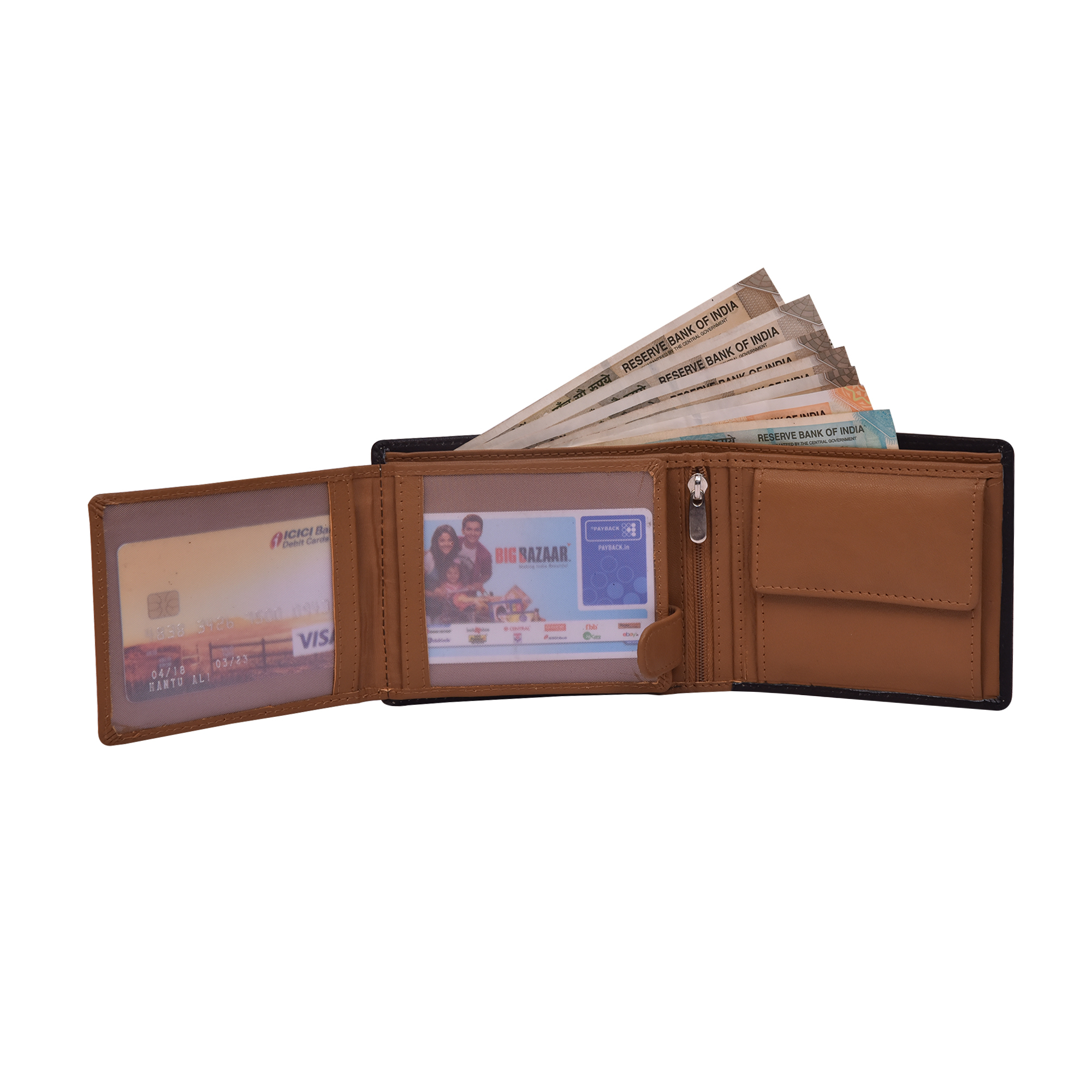 Mens Designer Bi-fold Wallet - 100% Genuine Leather, 11.2x9.6x3 Cm, Black And Tan | Rfid Blocking, 13 Card Capacity, Elegant Gift Box Included