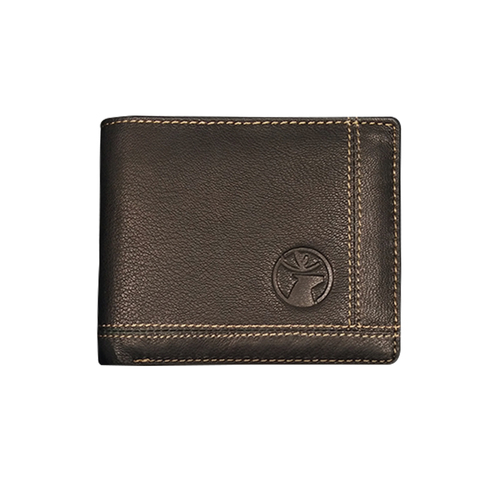 Mens Stitch Design Leather Wallet - Goat Leather, 11.5 x 9.5 x 2.76 cm, Black | RFID Blocking, 9 Card Slots, Coin Pocket, 2 Secret Pockets