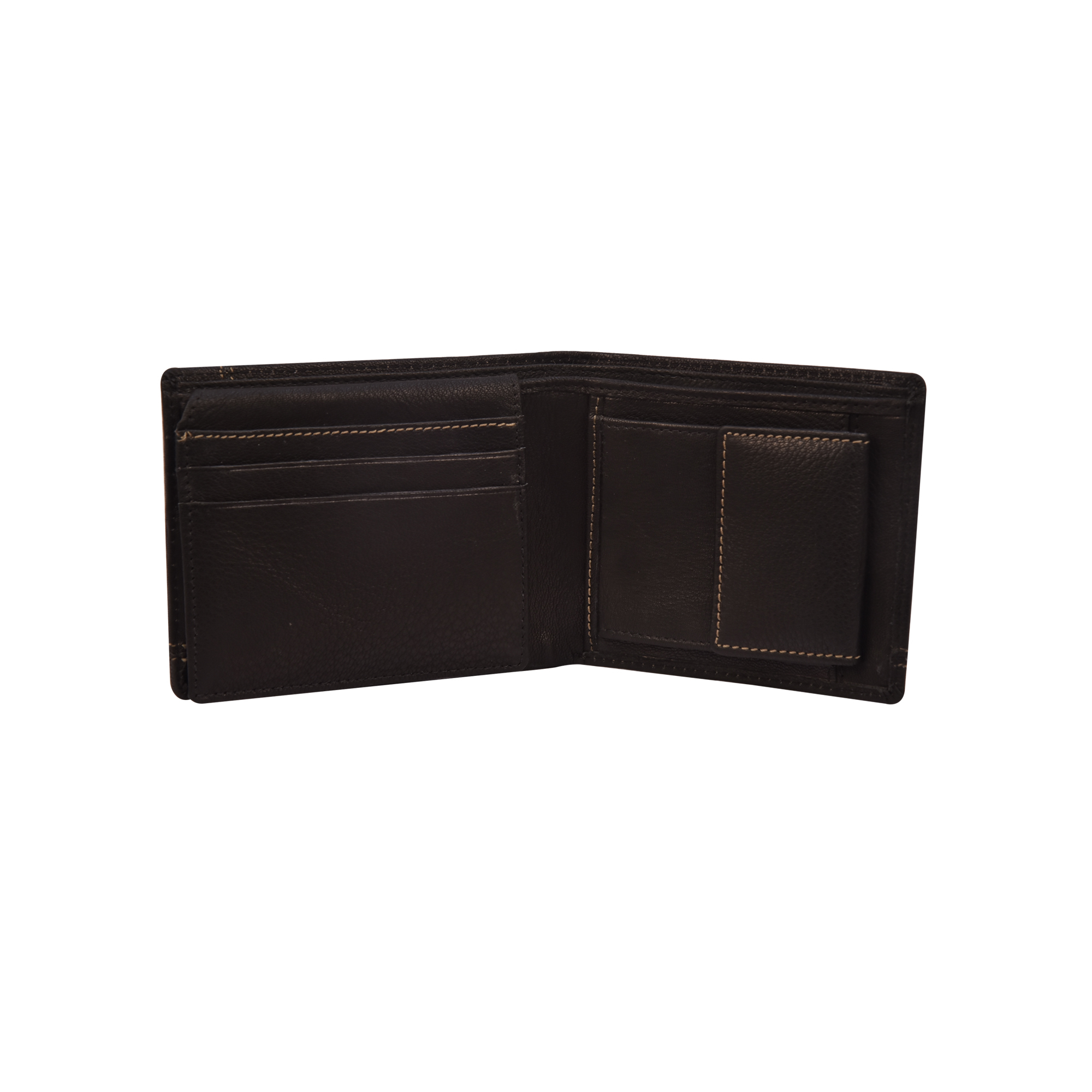 Mens Stitch Design Leather Wallet - Goat Leather, 11.5 X 9.5 X 2.76 Cm, Black | Rfid Blocking, 9 Card Slots, Coin Pocket, 2 Secret Pockets