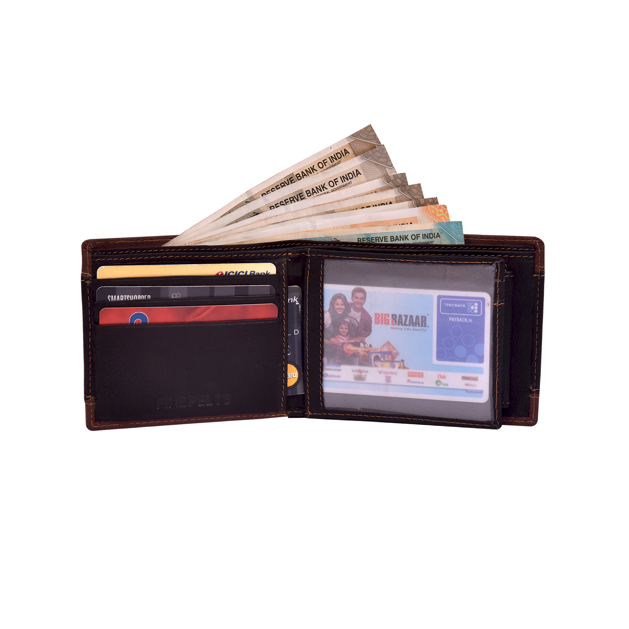 Men's Bi Fold Wallet - Genuine Goat Leather, 11.5 X 9.2 X 2 Cm, Black And Brown | Rfid Blocking, 4 Card Slots, Coin Pocket, Gift Boxed