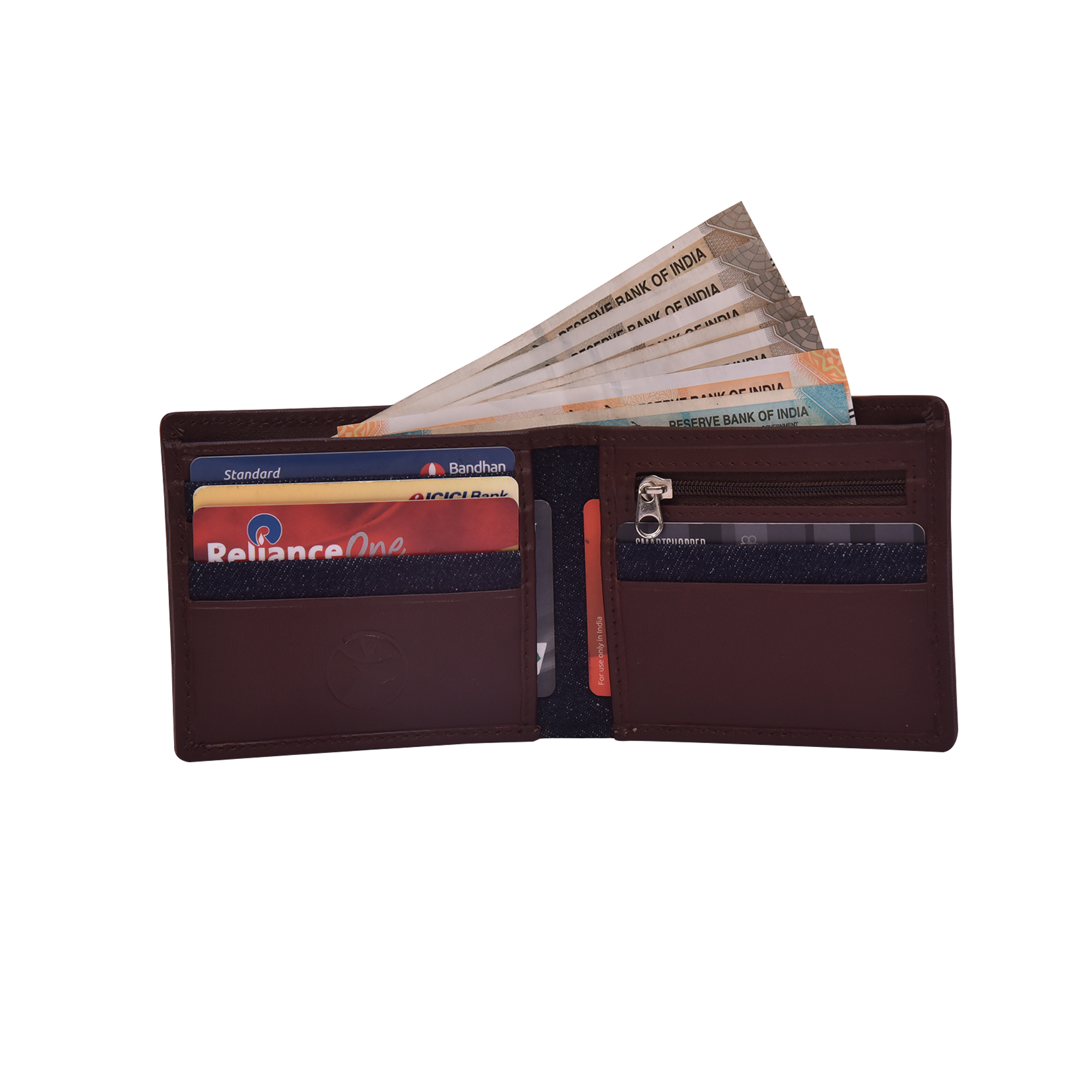 Slim Fit Men Wallet - 11 X 9.2 X 2.3 Cm, Dark Brown Goat Leather & Denim | Rfid Blocking, 6 Card Slots, 2 Cash Compartments, Gift Boxed