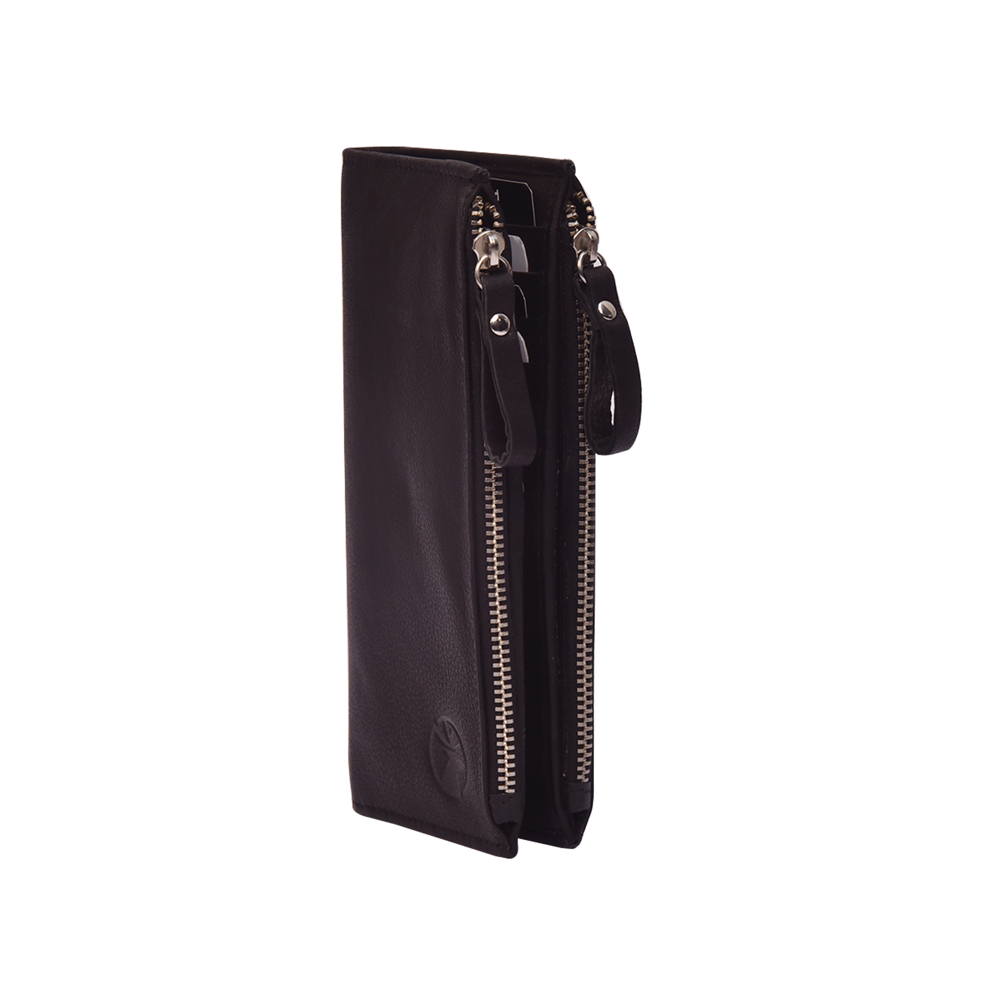 Black Unisex Passport Holder Cum Ladies Leather Clutch