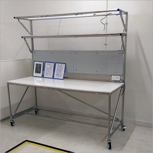 Grey Abs Pipe & Metal Joints Esd Inspection Table