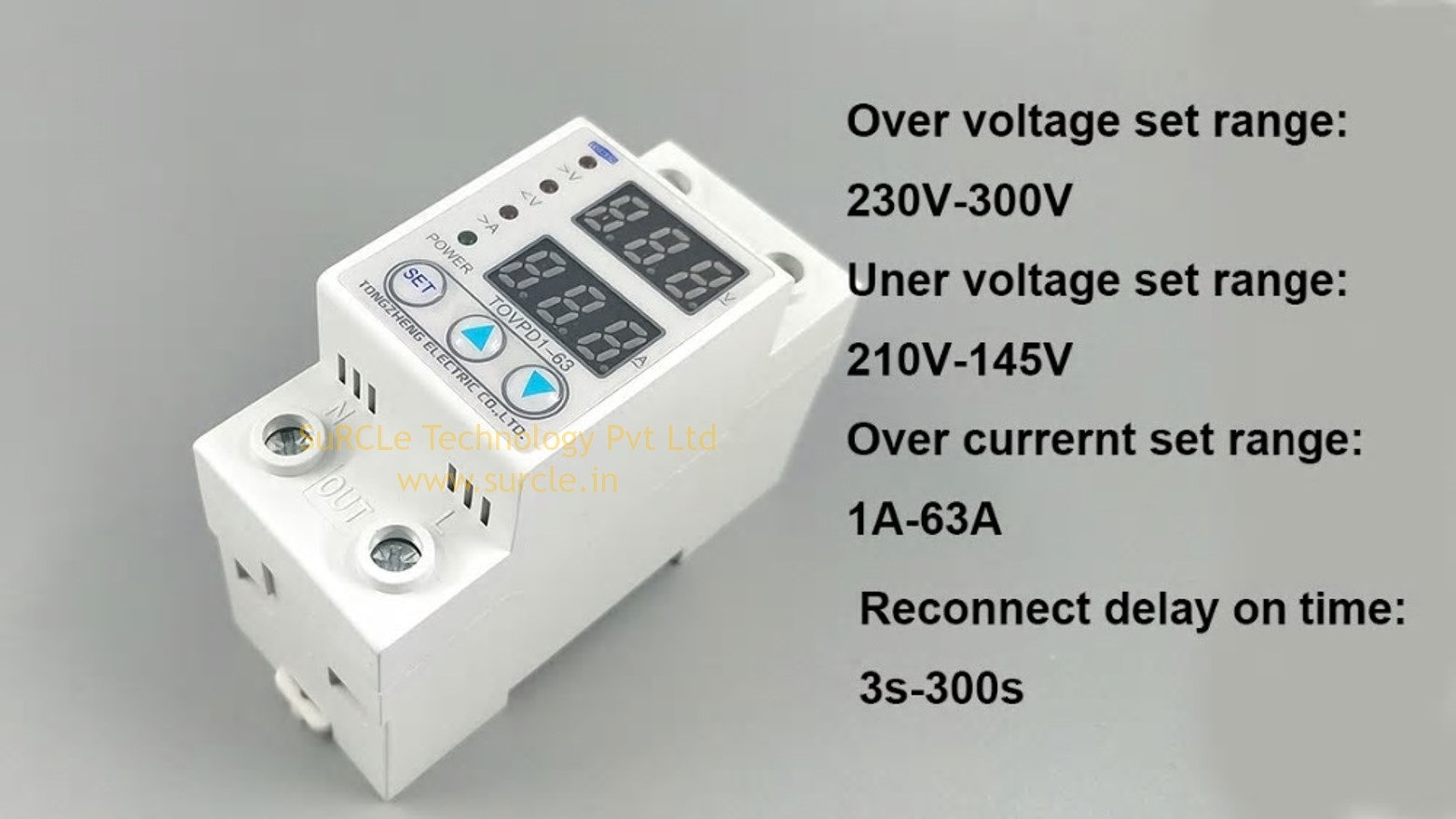 Xlpe Tomzn Adjustable 60a 230v Ac Under Voltage And Over Voltage Protector