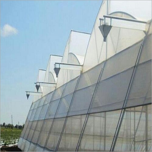 Polyhouse Drainage Sheet - GI Material, 4-4.5 Mtr Gutter Height, 6-6.5 Mtr Total Height, White Color | Anti-Static, Dust-Free, and High Yield Compatible
