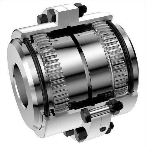 Gear Coupling - Stainless Steel, Powder Coated Finish | Silver Color, Rigid Structure, Curved Tooth Design