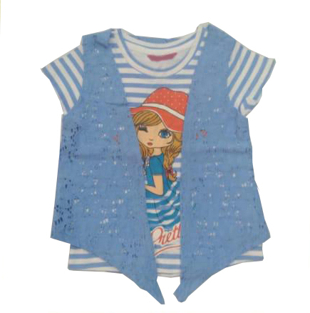 Girls Cotton T-Shirt - Sizes 2 to 8 Years | Short Sleeves, Adorable Print on Solid Color, Perfect for Casual Occasions