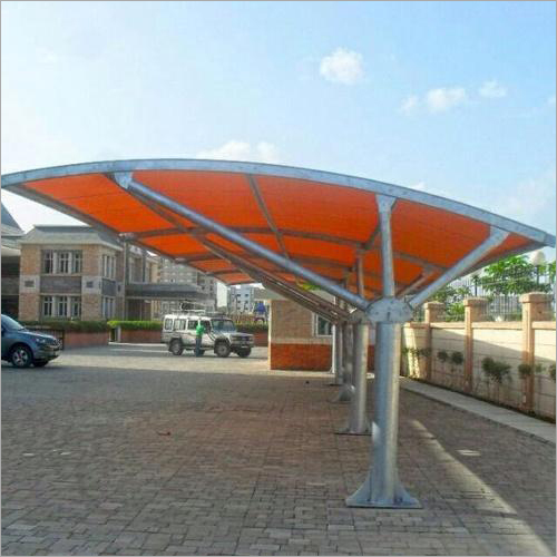 Orange And Silver Car Parking Tensile Shed