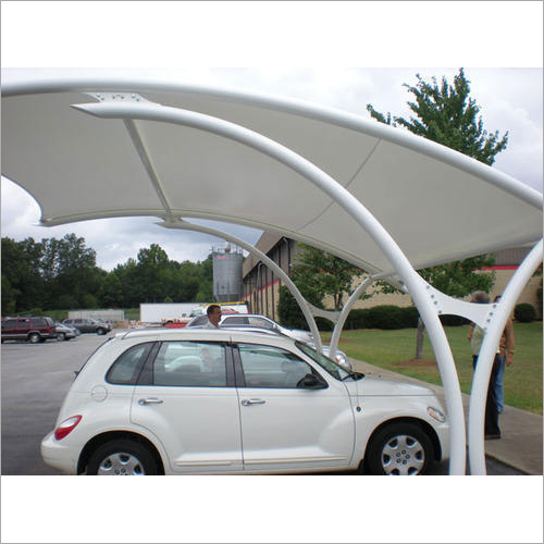 White Car Parking Outdoor Shed