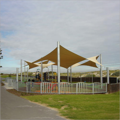 Cream And Silver Pvc Tensile Gazebo Structure