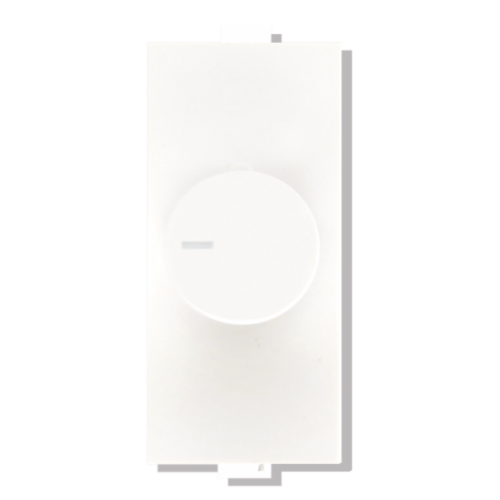 Pressfit One Modular Dimmers And Ceiling Fan Regulators - Plastic, 300 Watt, 240 Volt | White Color, Smooth Rotary Switch For Light Intensity Control, Step Fan Speed Regulation
