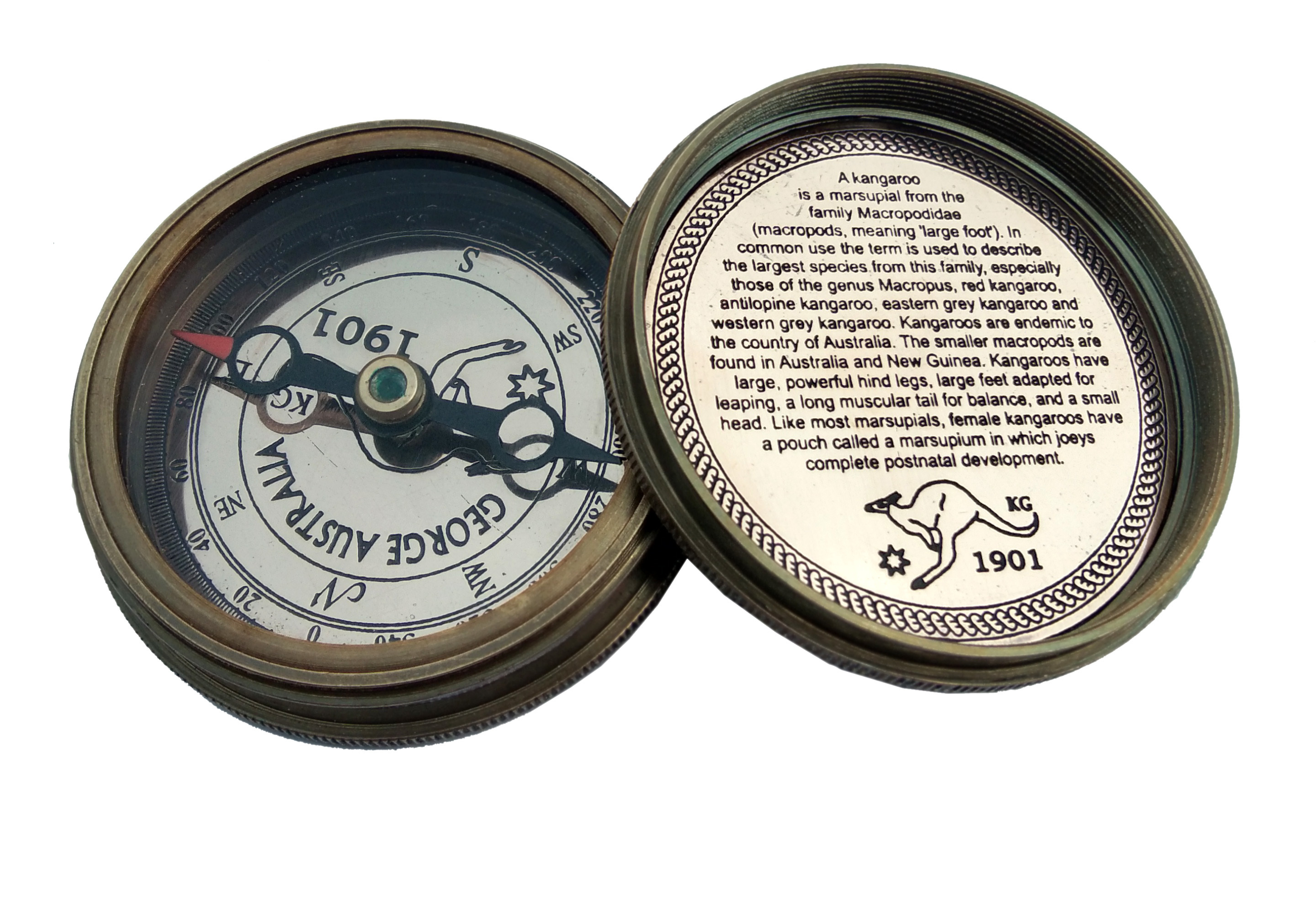 Antique Brass Compass - 2.25 Inches | High Quality Solid Brass, Nautical Collectible Design