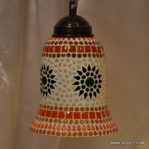 Orange And Green Night Decor Glass Wall Hanging