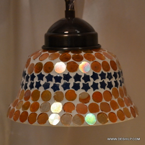 Blue And Brown Two Color Mosaic Wall Hanging Lamp