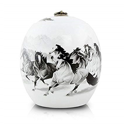 White Metal Horse Urn