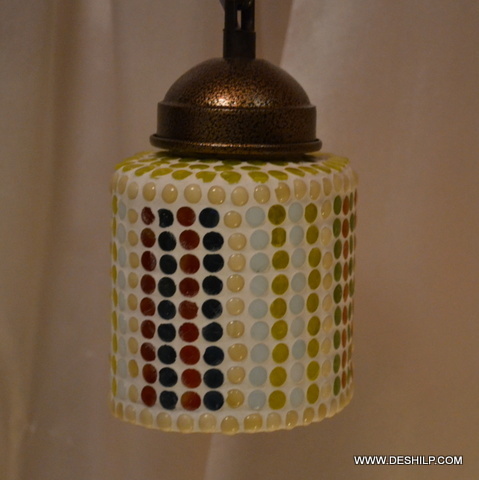 Beautiful Glass Wall Hanging Lamp - Glass 8x12 - 8x15 Inches Yellow | Handmade Mosaic Design Modern Art Style Rooftop Installation Weight Range 4-8 Kilograms