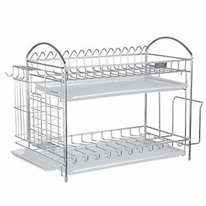 Rim Zim Stainless Steel Plate Rack - Classic Silver Design , Durable & Eco-friendly, No Assembly Required, Fireproof & Water Resistant