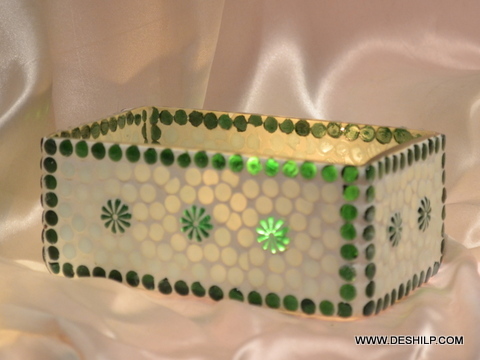 Crystal Glass Mosaic T Light Candle Holder