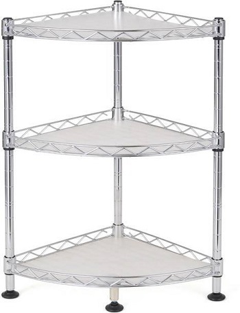 Stainless Steel Kitchen Corner Rack - Strong And Durable Silver Design | Eco-friendly, Rust Proof, Space-saving Utility For Toiletries And Utensils