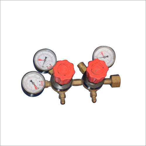 Carbon Dioxide Gas Regulator - Brass Material, Golden and Red Color, Automatic Operation | Rugged Structure, Corrosion Resistant, Leak Prevention