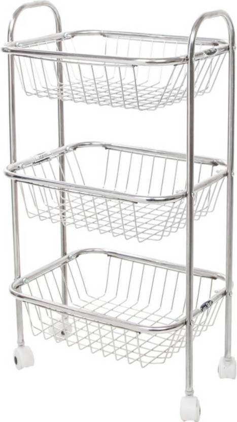 Stainless Steel Fruit & Vegetable 3 Pcs Trolley No Assembly Required