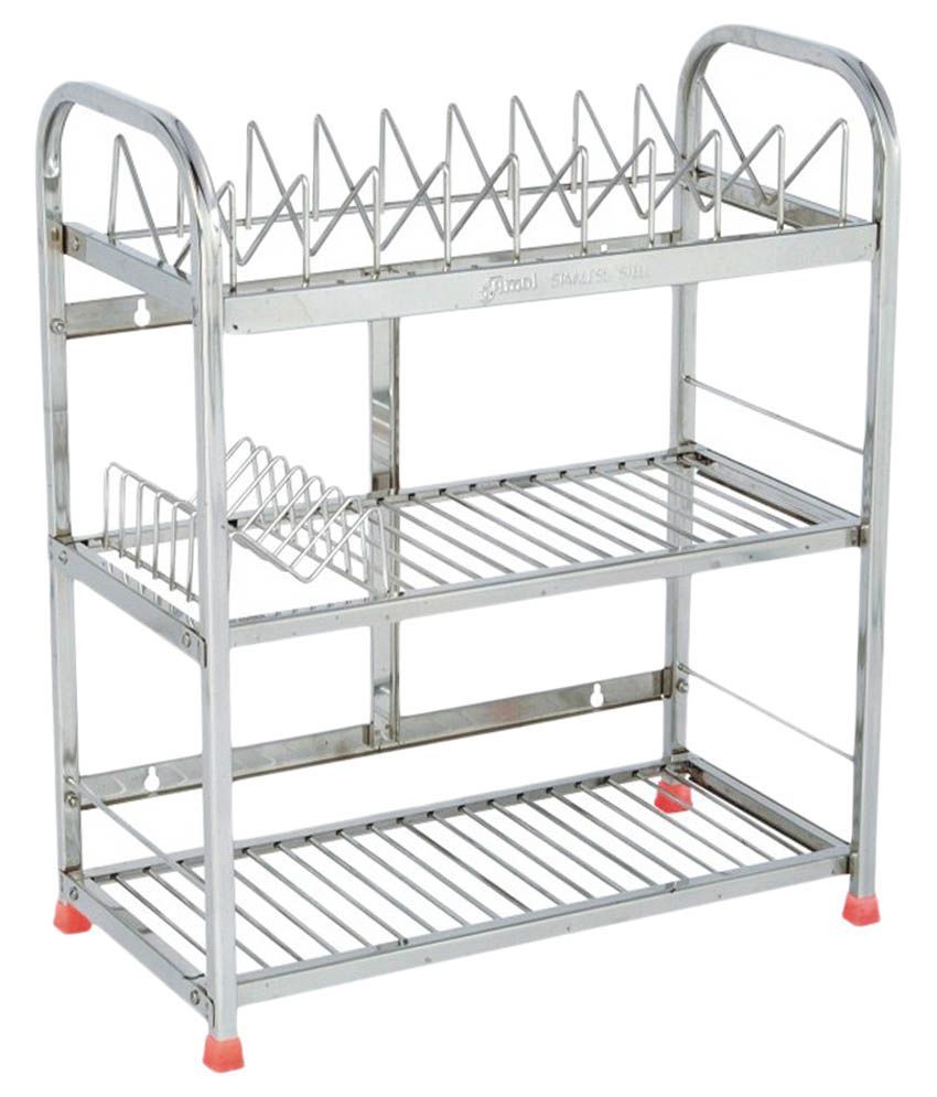 Stainless Steel Fruit & Vegetable 3 Pcs Trolley No Assembly Required