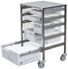 Stainless Steel Wire Basket Trolley - 600 Mm W X 500 Mm D X 975 Mm H | 5 Heavy Duty Sliding Baskets, Eco-friendly Design, Telescopic Drawer Runners, Locking Hospital Wheels