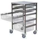 Stainless Steel Wire Basket Trolley - 600 Mm W X 500 Mm D X 975 Mm H | 5 Heavy Duty Sliding Baskets, Eco-friendly Design, Telescopic Drawer Runners, Locking Hospital Wheels