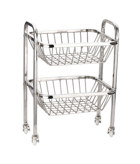Stainless Steel Trolley - Modern Design, Silver Finish | Eco-friendly, Fireproof, Water Resistant, No Assembly Required