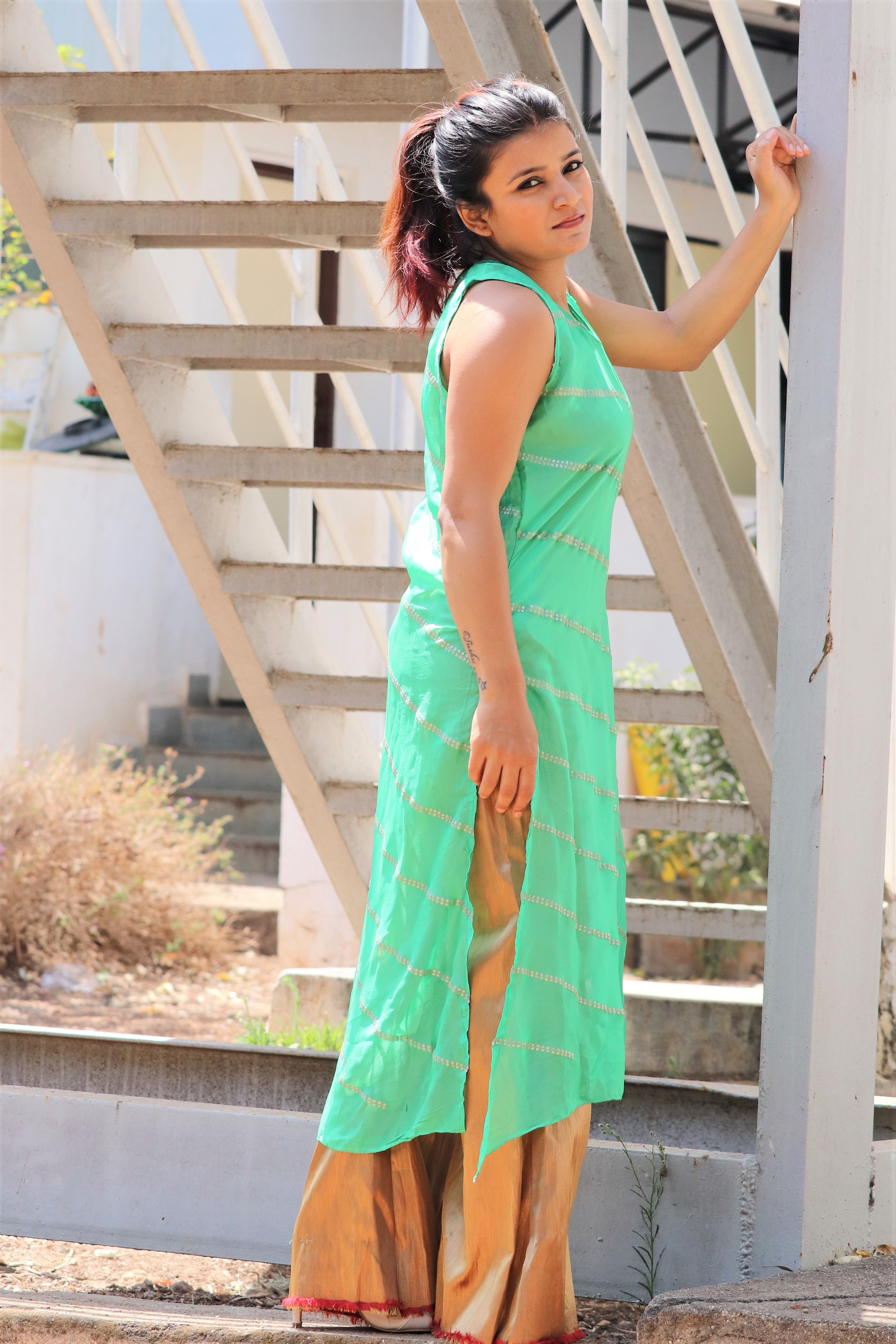 Green And Brown Kurtis