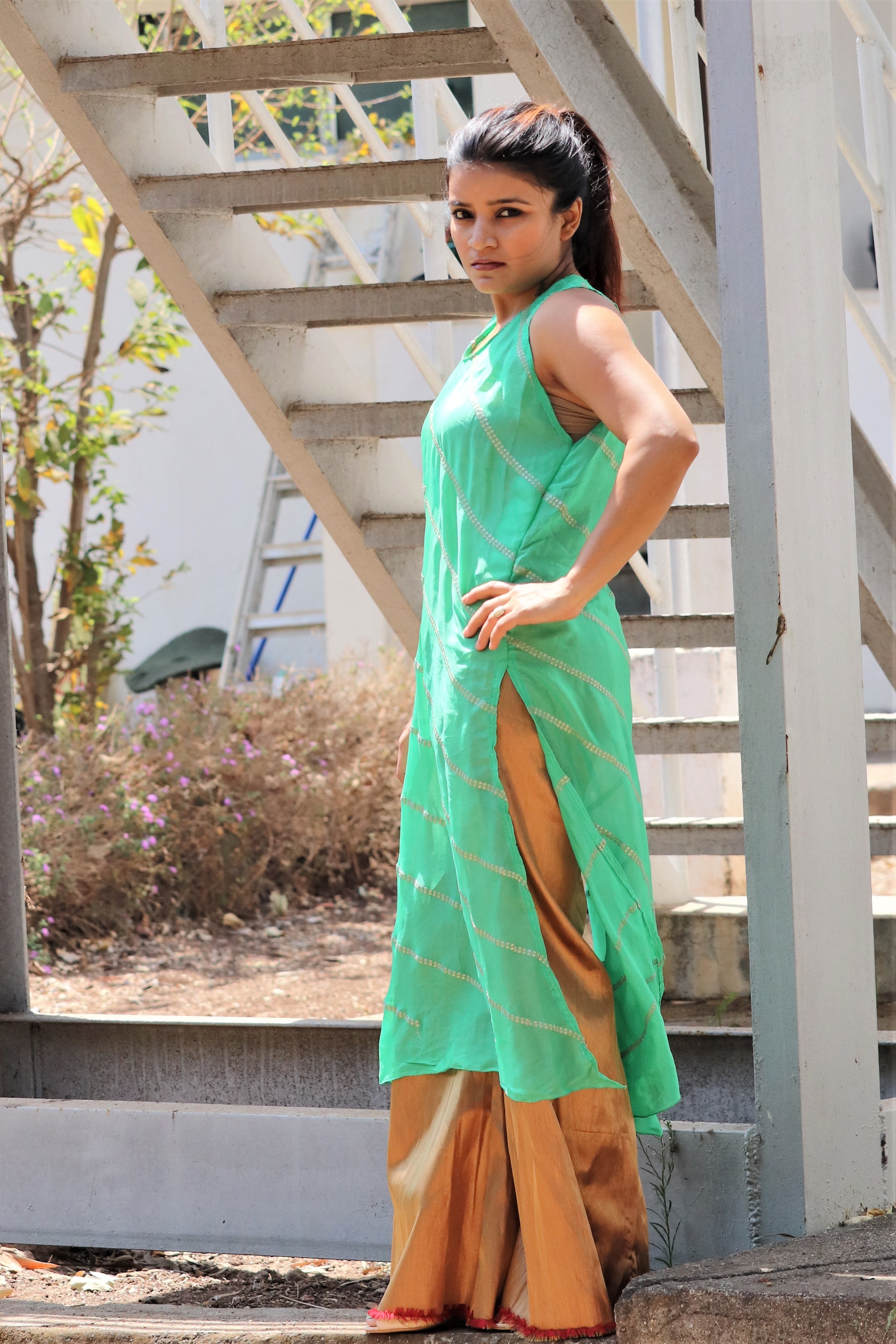 Green And Brown Kurtis