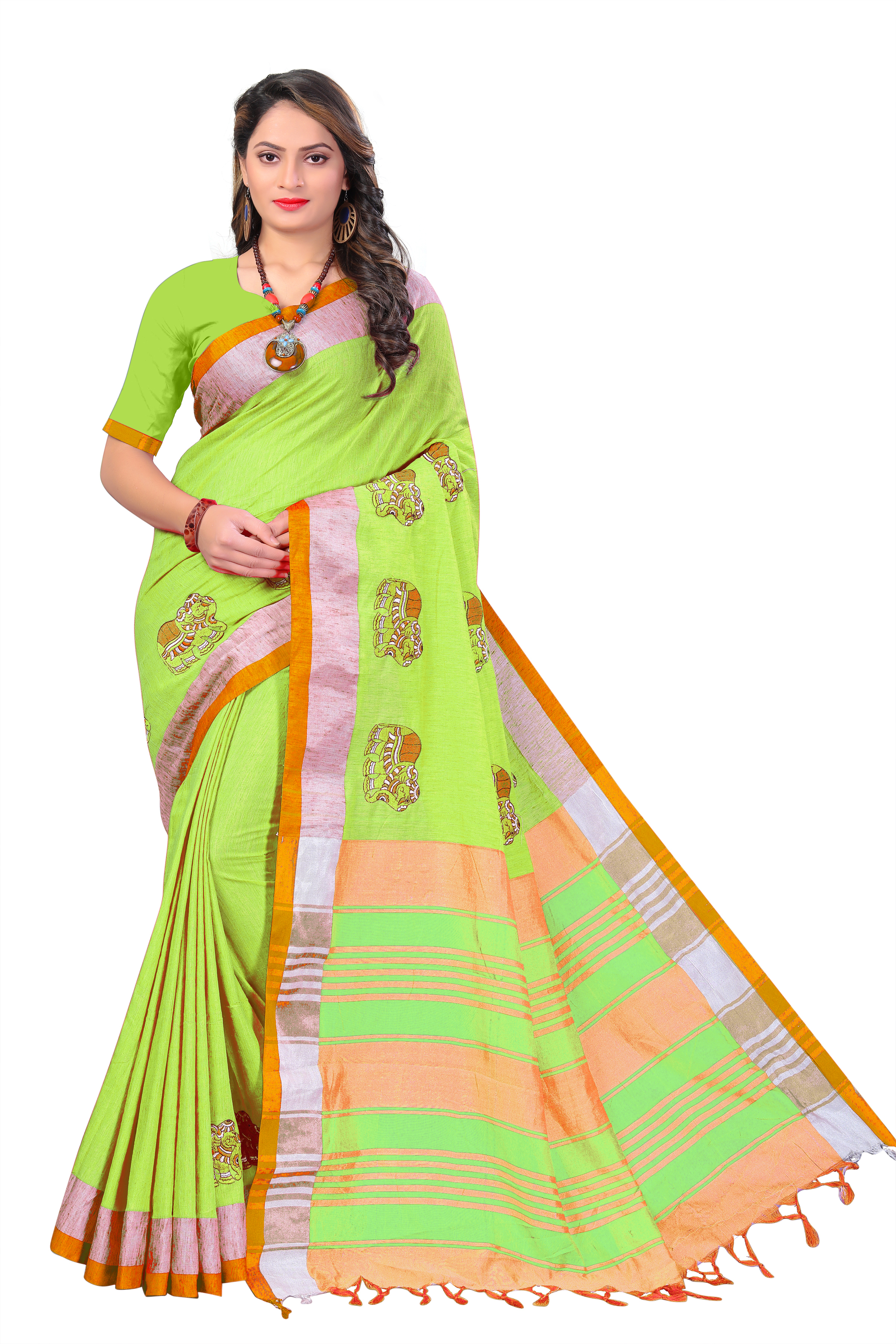 Multi Color New Woman Cotton Saree