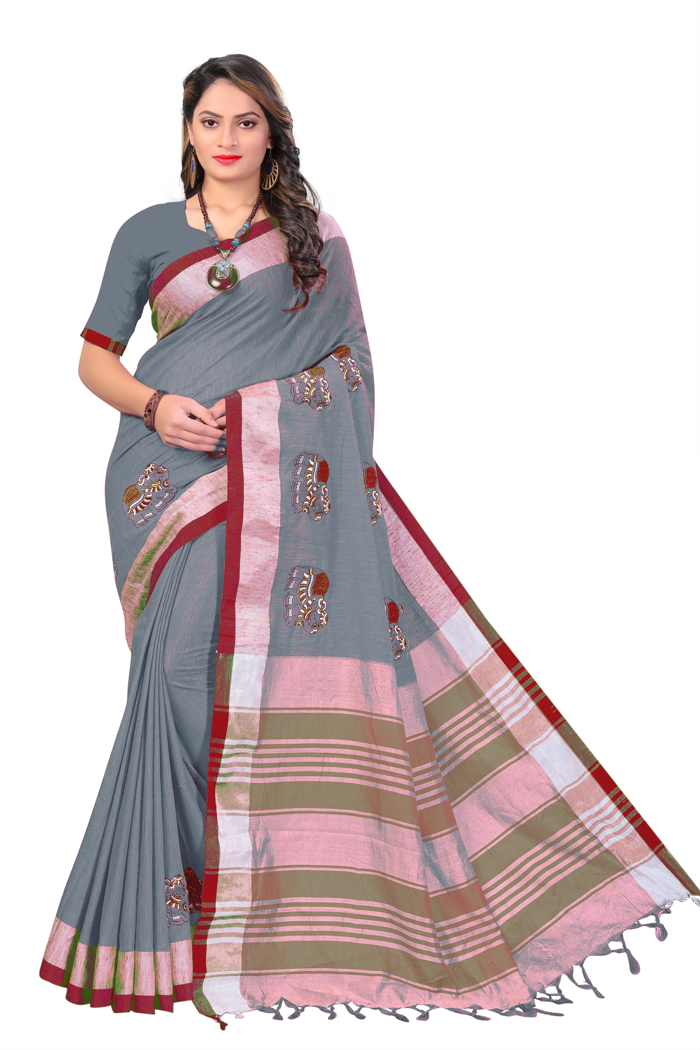 Multi Color New Woman Cotton Saree
