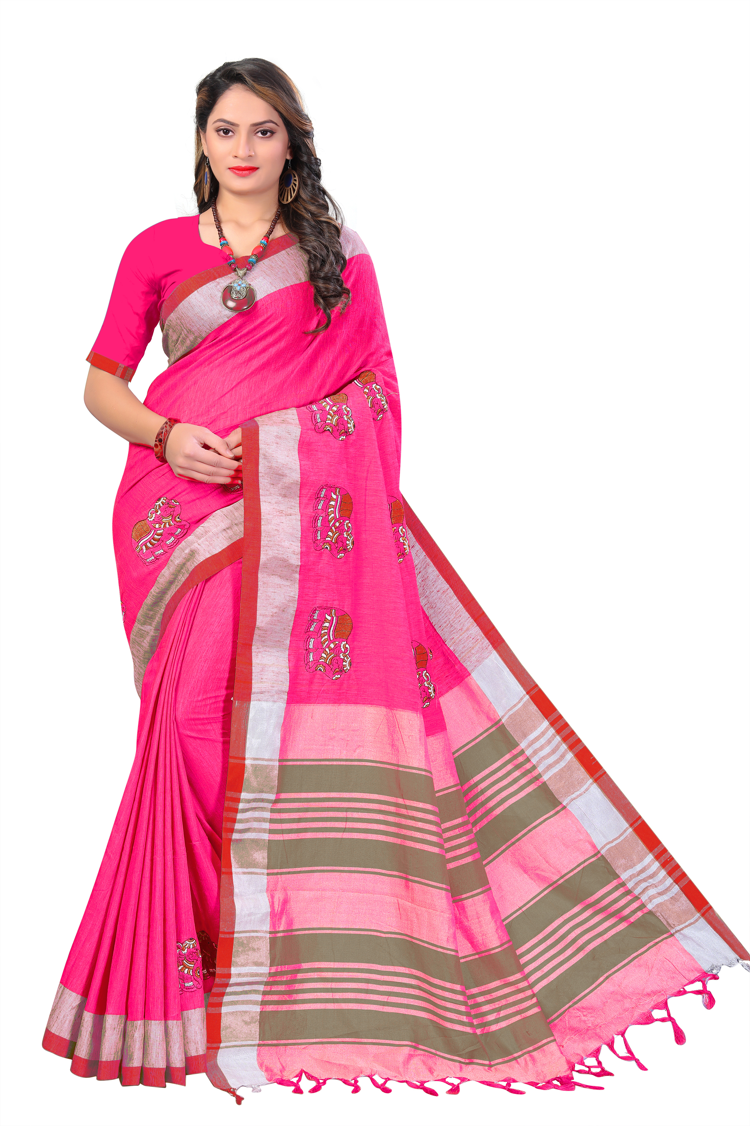 Multi Color New Woman Cotton Saree