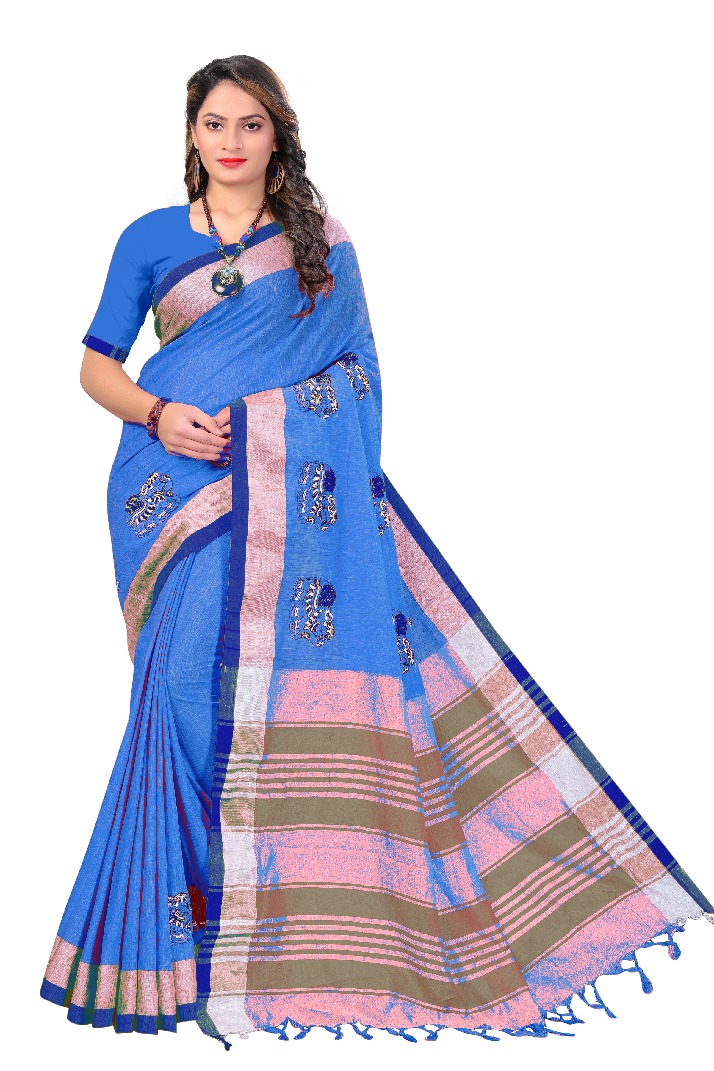 Multi Color New Woman Cotton Saree