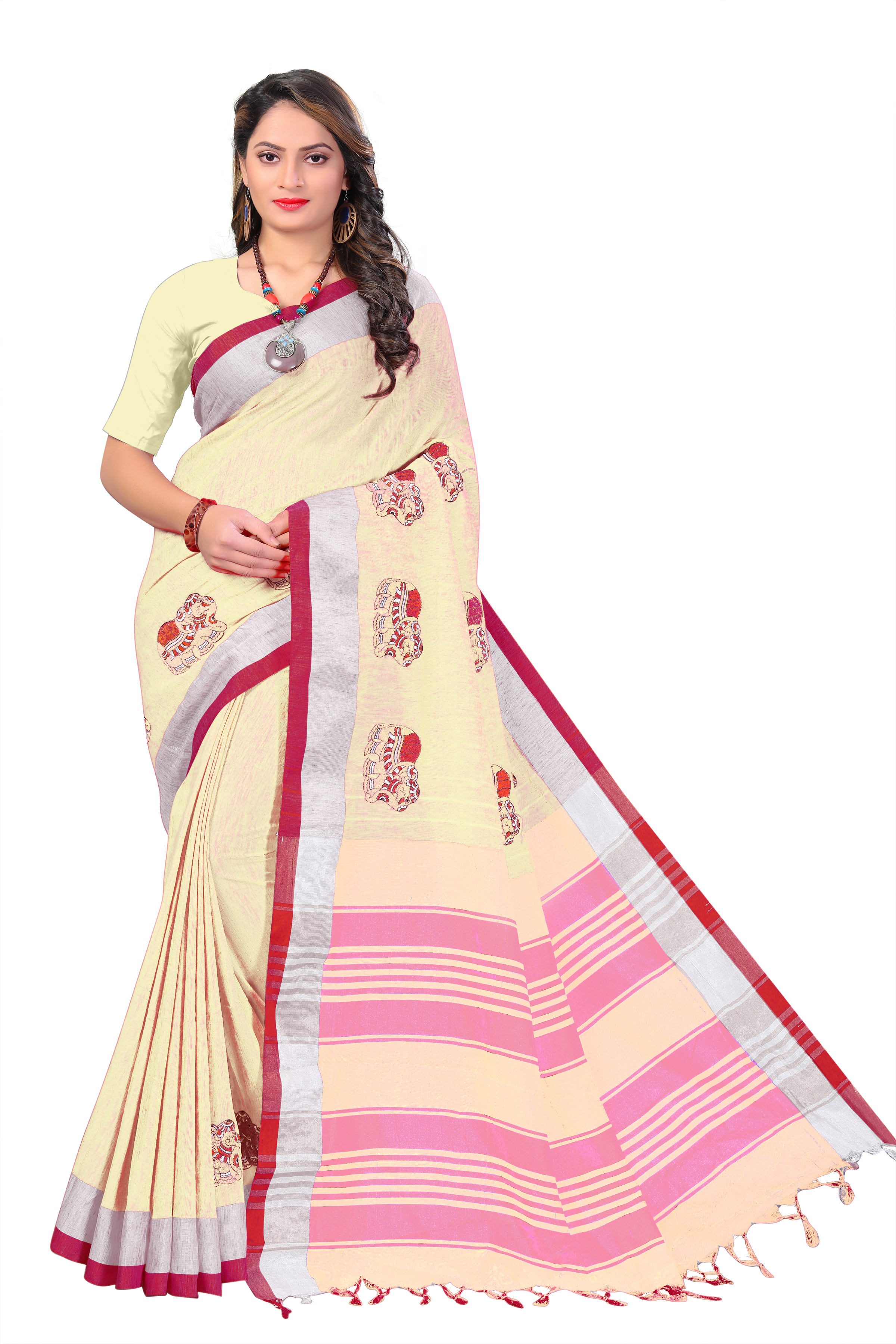 Multi Color New Woman Cotton Saree