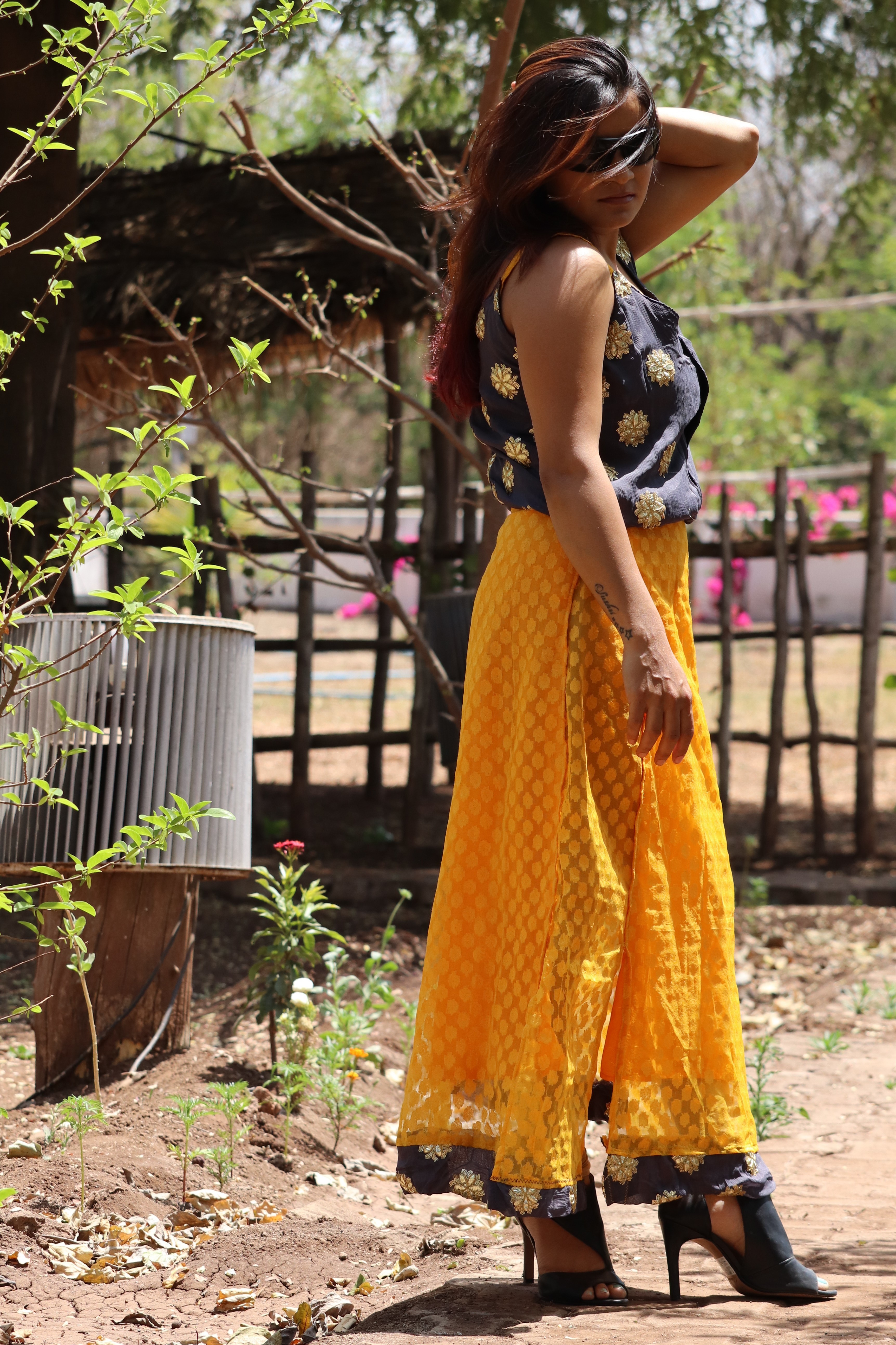 Yellow And Black Kurti