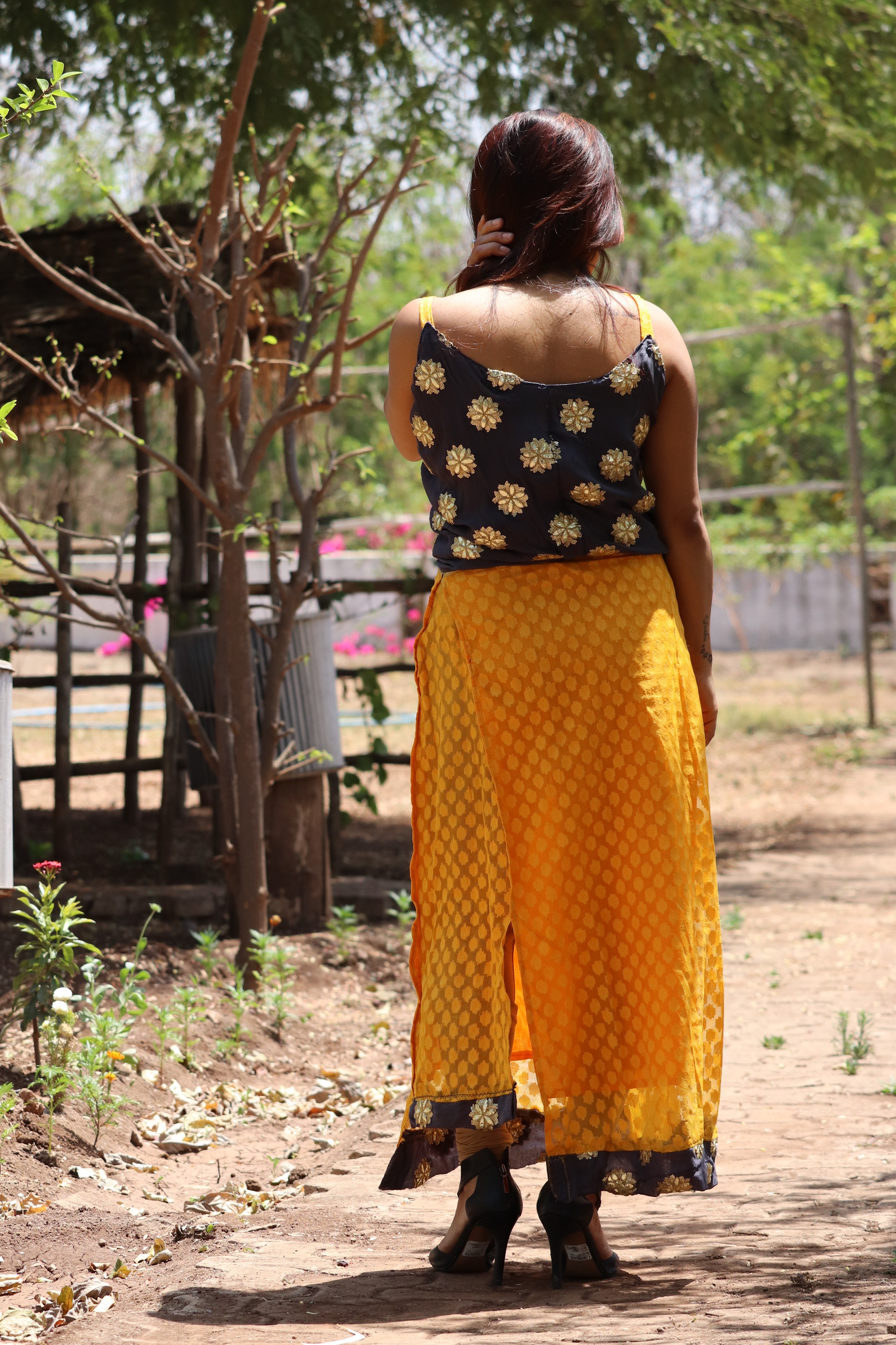 Yellow And Black Kurti