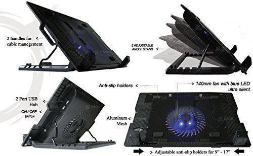 Laptop Cooling Pad - Plastic 15x11 Inches, 5-inch Fan, 1200 Rpm | Durable Design, Enhanced Performance, Quiet Operation, Improved Cooling, Portable Design
