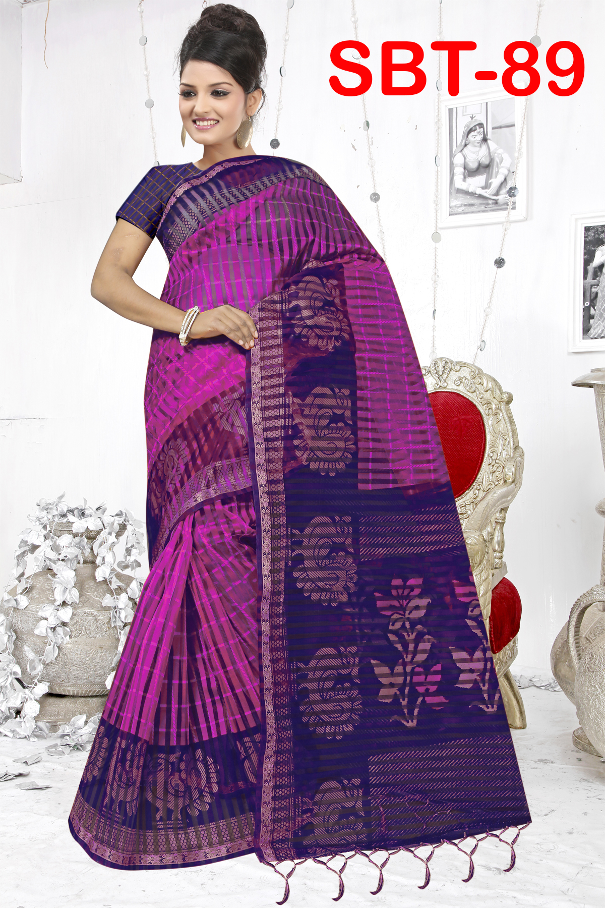 Silk Saree - 5.5 Mtr Length, 0.8 Mtr Blouse | Multi Color, Cotton Silk, Embroidered Pattern, Year-round Wear