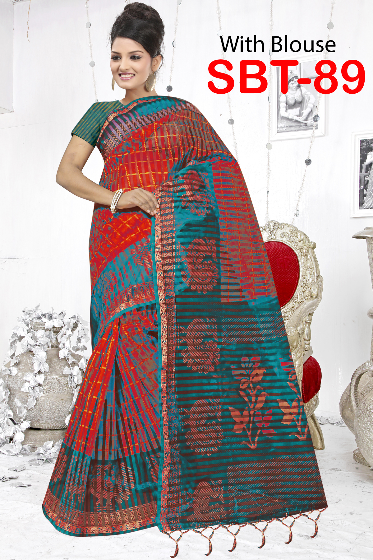 Silk Saree - 5.5 Mtr Length, 0.8 Mtr Blouse | Multi Color, Cotton Silk, Embroidered Pattern, Year-round Wear