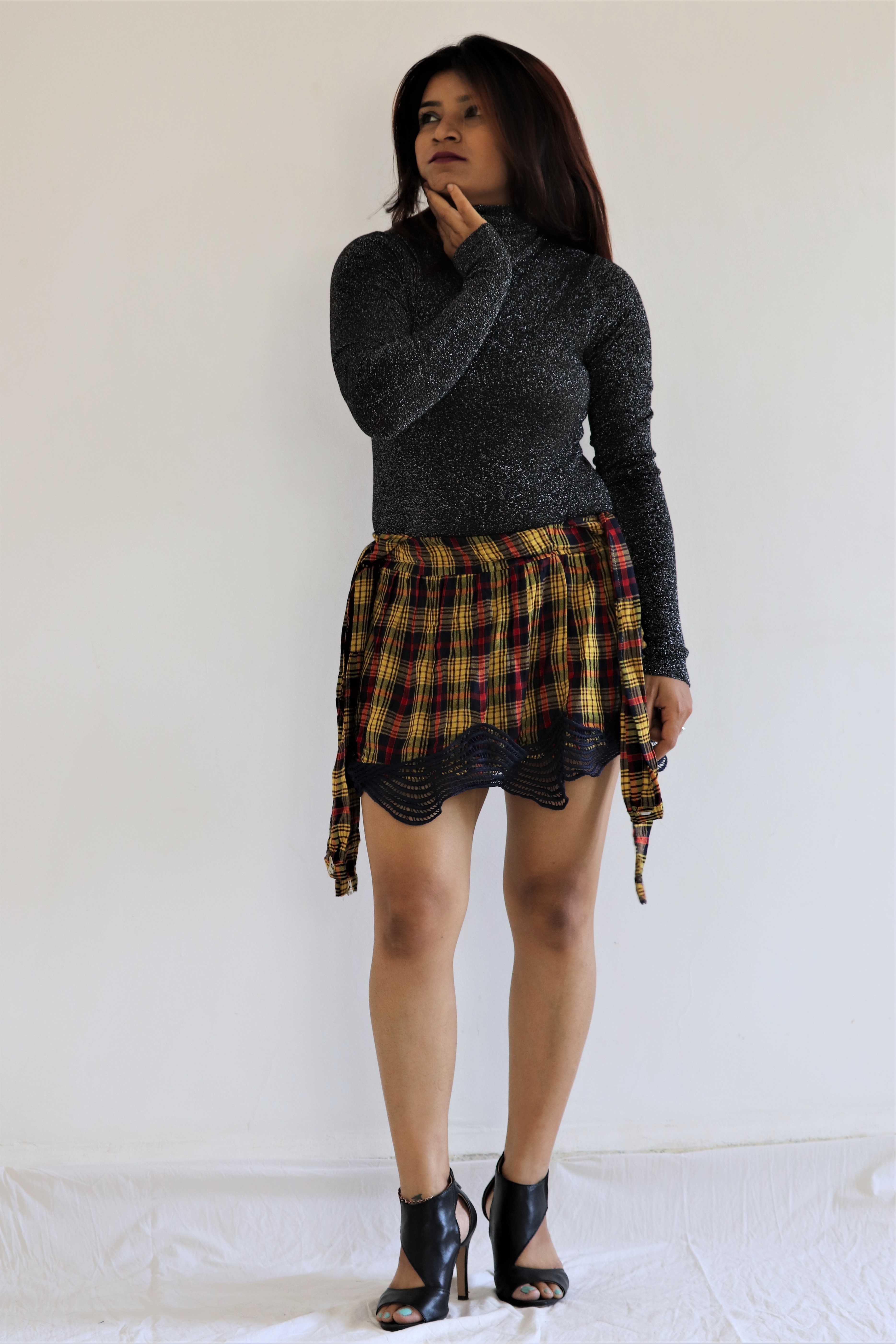 Yellow And Black Skirt