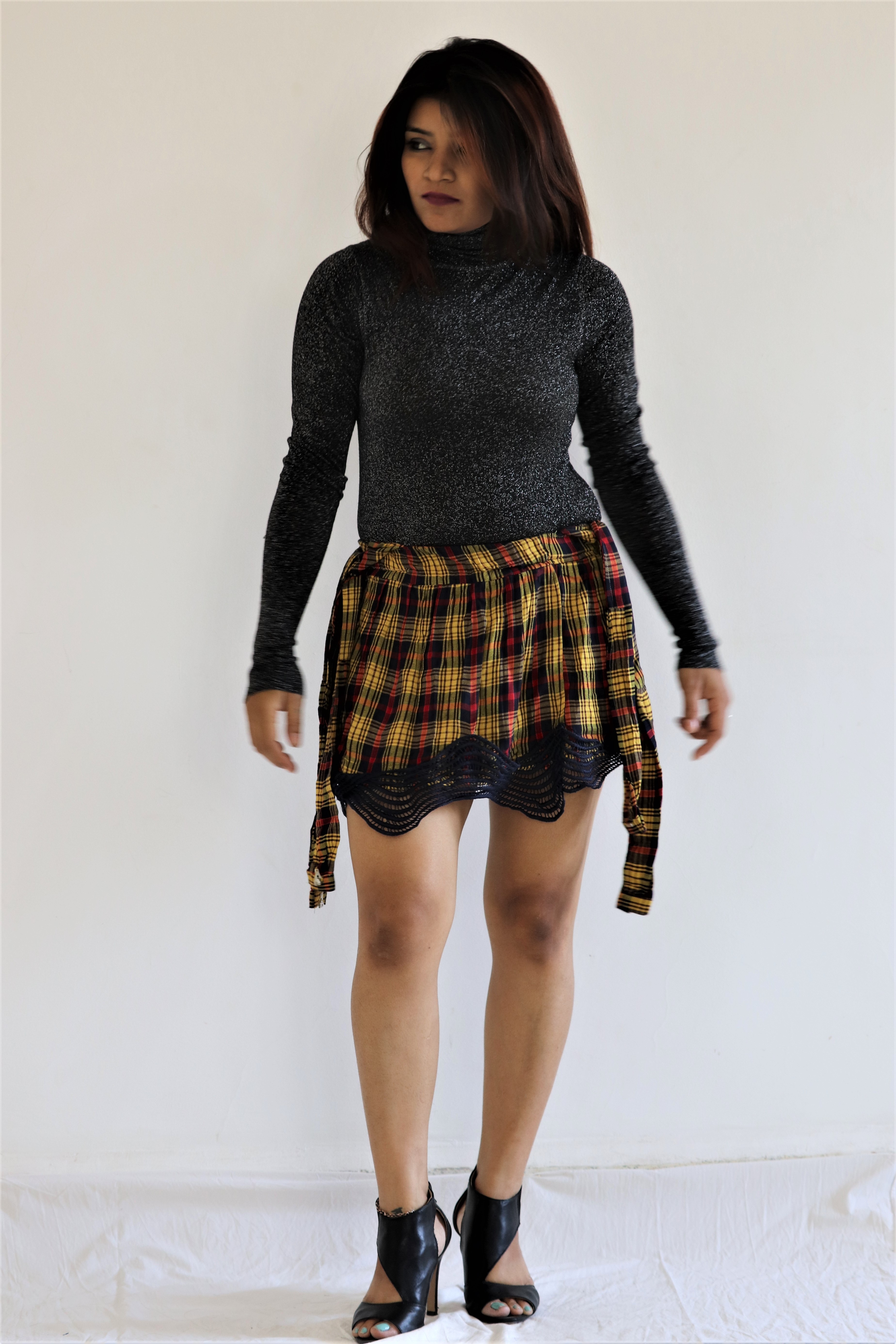 Yellow And Black Skirt