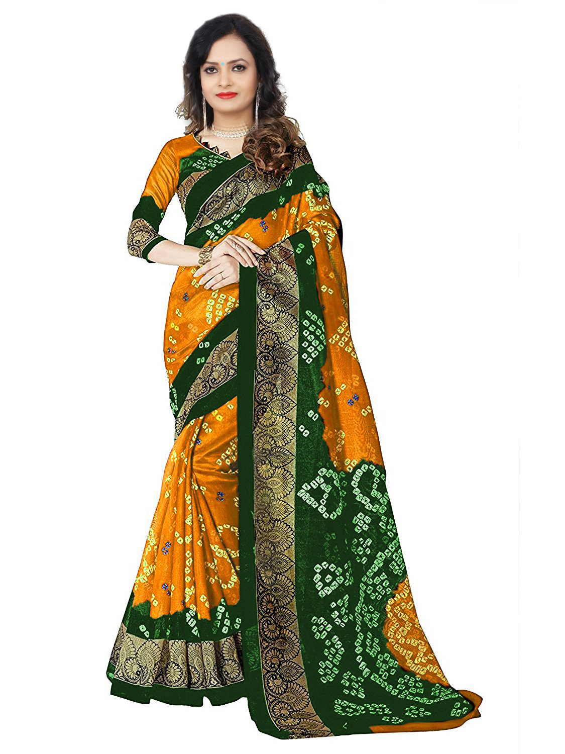 Bandhani Silk Sarees - Bhagalpuri Silk, 5.5 Mtr Length, 0.8 Mtr Blouse | Multi Colors, Printed Pattern, Stylish Bandhani Design