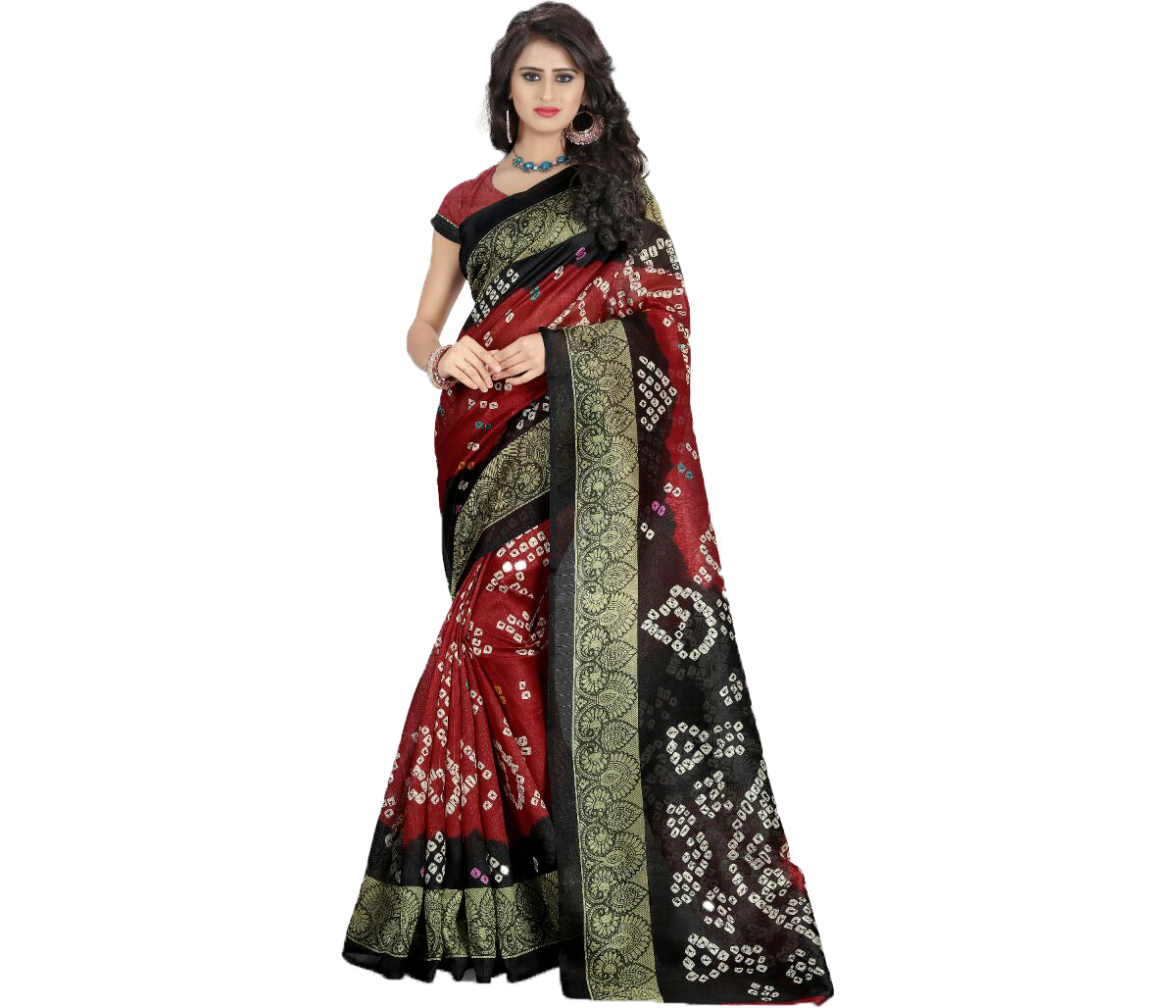 Bandhani Silk Sarees - Bhagalpuri Silk, 5.5 Mtr Length, 0.8 Mtr Blouse | Multi Colors, Printed Pattern, Stylish Bandhani Design